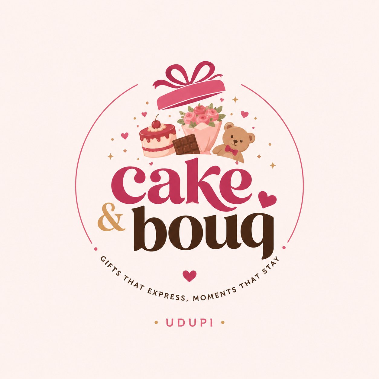 Cake & Bouq logo - gifts that express, moments that stay, Udupi